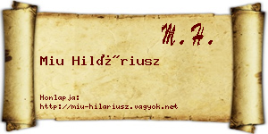 Miu Hiláriusz névjegykártya
